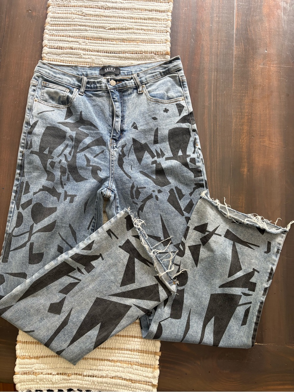 Akira high waist geometric abstract print jeans
